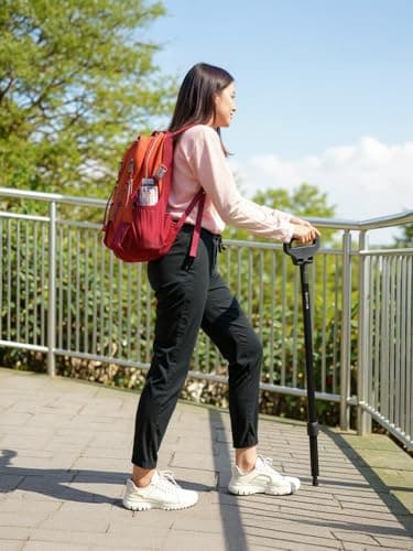Walking Stick with Seat, Foldable Shooting Stick for Adults Elderly 150 kg Max Load, Portable Cane Stool for Seniors, Easy Carry Chair for Hiking Traveling Camping Queuing Fishing — view 6