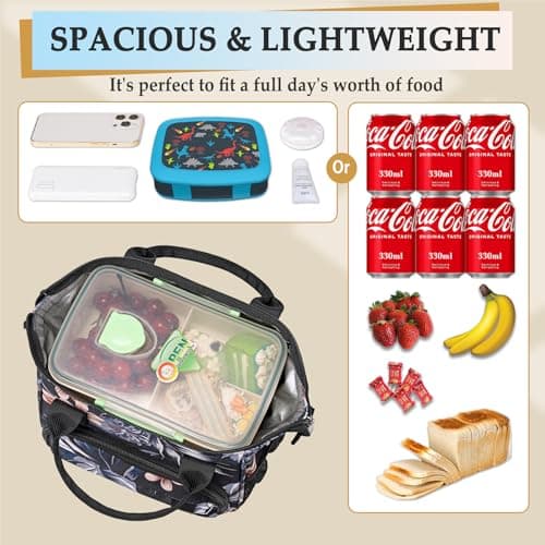 Hibiscus Small Lunch Bag Lightweight Insulated Lunch Box for Women Work Portable Soft Cooler for Picnic Travel Road Trips, Loncheras para Mujer — view 5
