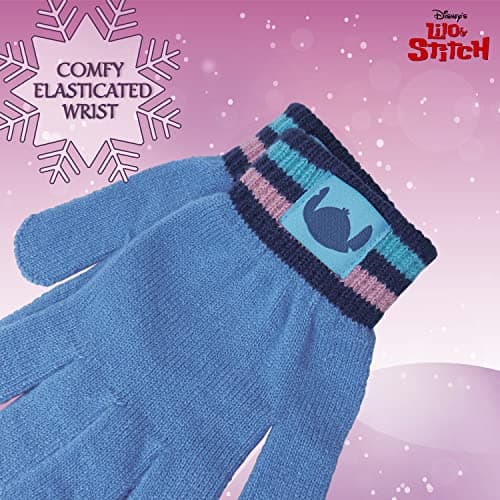 Disney Stitch Girls Beanie Scarf Teenagers Kids Gloves Winter Accessories School Travel Stitch Gifts, Choose from Sets (Blue Stitch 3 Pcs) — view 6