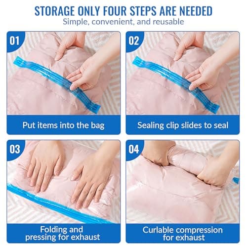 5 pack Vacuum Storage Bags With Zipper, Space Saver Bags Household clothing storage bag Transparent - hand roll bag, Compression for Comforters and Blankets, Sealer Clothes Storage (35 * 50cm) — view 3