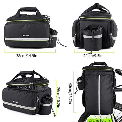 35L Bike Storage Bag Double Side Pannier Bags,Waterproof Cargo Rack Pack Saddle Bag Shoulder Bags with Rain Cover for Riding ,Multi-function Bicycle Rear Seat Trunk Panniers Pouch Cycling Accessories — view 5