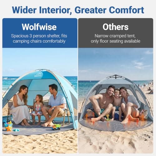 Wolfwise Beach Tent Sun Shelter, Large 3-4 Person Shade UV Protection — view 2