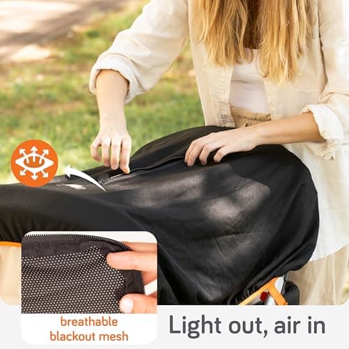 Baby Uma Pram Sun Shade (0-6 Months) - UPF 50+, Breathable Blackout Mesh Pram Cover with Zip-up Window, Blocks 99% of UVB Rays & 94% of UVA Rays (+ Travel Bag) — view 5