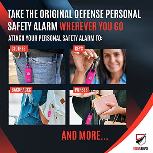 Original Defense® Siren Self-Defense Alarm (Magenta) - 130 dB Keychain Alarm with LED Strobe Light for Women, Children, and Elderly - Police Recommended — view 5