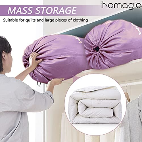 IHOMAGIC Extra Large Laundry Bag with Drawstring, Jumbo Size Washing Bag - Foldable Clothes Bag, Smile Durable Fabric Polyester Storage Bag for College Dorm Hotel Gym 61x92cm Purple — view 6