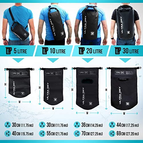 Premium Waterproof Bag, Sack with Phone Dry Bag and Long Adjustable Shoulder Strap Included, Perfect for Kayaking/Boating/Canoeing/Fishing/Rafting/Swimming/Camping/Snowboarding (Black, 20 L) — view 3