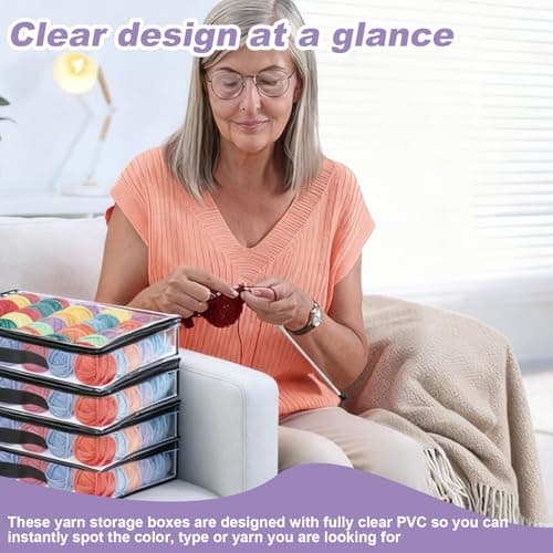6 Pcs Yarn Storage Knitting Bag, Dust-Proof Wool Storage Bag Clear Clothes Bags Organizer Clothesbed Quilt Organizer Knitting Organizers with Zips for Skeins of Yarn — view 6