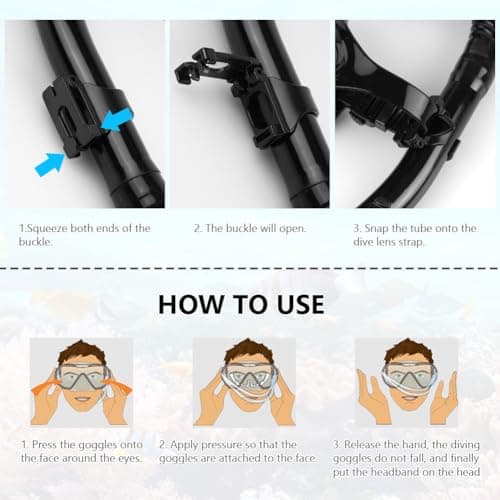 AOOSA Snorkel Set Adults, Anti-Fog Tempered Glass Snorkeling Gear — view 6