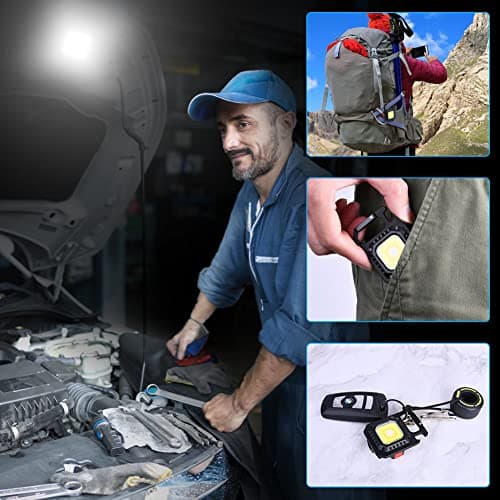 URAQT LED Torch, Portable Mini LED Small Work Light Keychain Flashlight, 7 Modes 1000 Lumens Rechargeable Inspection Lights with Bottle Opener Magnetic Base for Camping Repair Emergency Lighting — view 6