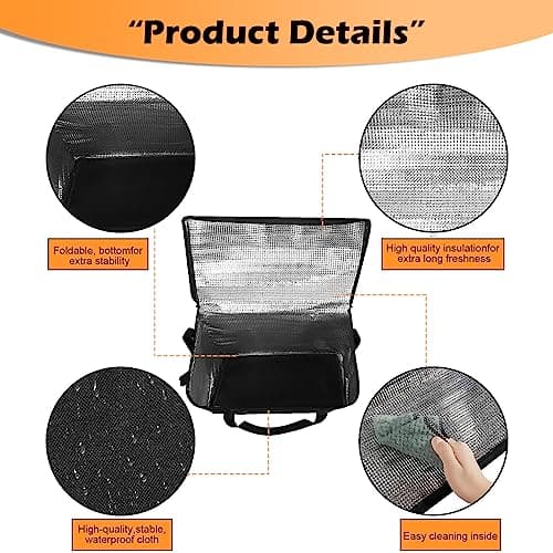 2 pack small Food Cooler Bag, 5L/7L thermal insulation picnic bag, Portable Delivery Bag with Zipper, Great Cooler Bag for Picnic, Travel, Food Delivery (Black) — view 6