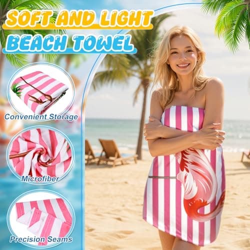 Jokureao 2Pcs Large Microfibre Beach Towel for Adult, 150 * 70cm Quick Dry Sand Free Travel Towel, Lightweight Towel for Swimming, Extra Large Beach Towel, Summer Beachs Towels for Women Men — view 4