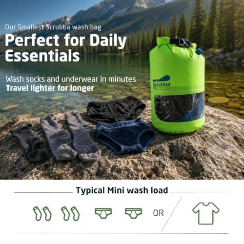Scrubba MINI Wash Bag – Ultra-Compact Portable Washing Machine – Pocket-Size Clothes Washer for Travel, Camping & Hiking – Dry Bag & Laundry Essentials – Use with Detergent or Hand Soap – 70g — view 6