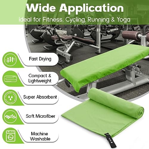 Sinand Microfibre towel 2 Pack |160x80cm+80x40cm| Ultra Lightweight Gym Towel, Quick Dry Microfiber Towels for Sports Travel Camping Beach Swimming (Green) — view 2