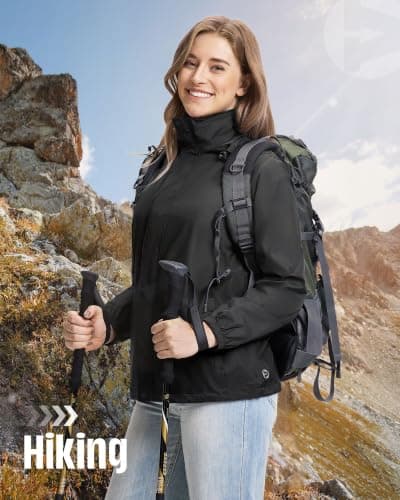 Outdoor Ventures Women's Raincoat Waterproof Rain Jacket Foldaway Hood — view 2
