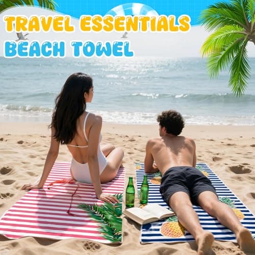 Jokureao 2Pcs Large Microfibre Beach Towel for Adult, 150 * 70cm Quick Dry Sand Free Travel Towel, Lightweight Towel for Swimming, Extra Large Beach Towel, Summer Beachs Towels for Women Men — view 5