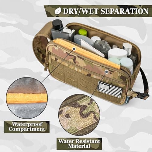 PAVILIA Tactical Toiletry Bag for Men, Water Resistant Molle Military Dopp, Camo, L, Military — view 2