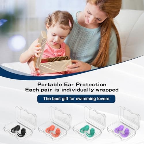 Swimming Ear Plugs for Kids,4 Pairs Reusable Silicone Ear Plugs Swimming — view 6