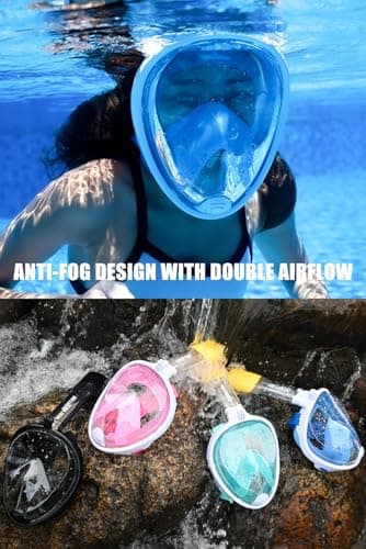 HINATAA Snorkel Mask 180°Full Face, Diving Mask Free Breathing Design Anti-Fogging and Anti-Leak Technology with Adjustable Head Straps for Adult Youth Kids (L/XL, Pink) — view 5