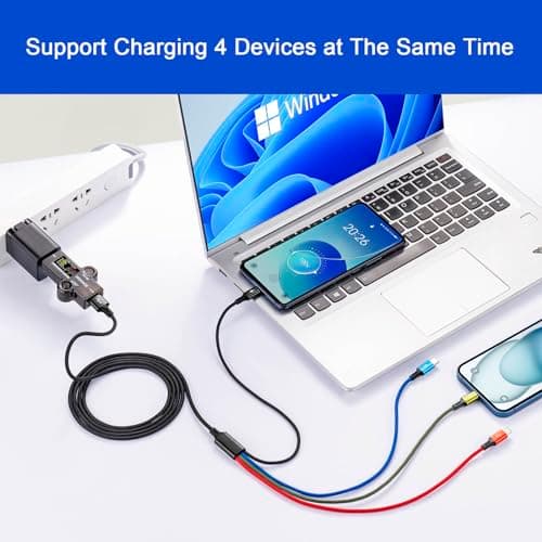 Minlu 3-Pack Multi USB Charging Cable,Multi Charger Cable 4 in 1 Black/4Ft — view 5