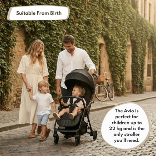Venture Avio Stroller – Lightweight Compact Pushchair for Toddlers up to 4 Years – Travel Baby Stroller with Raincover, Cup Holder, Large Basket (Black) — view 5