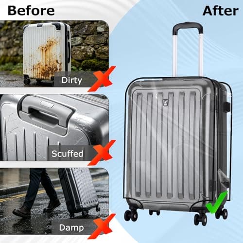 ElysianTails 3 Pcs Suitcase Covers Protectors Set Clear PVC Luggage Covers for Suitcases 24 28 30Inch Waterproof Anti-Scratch Travel Protector Kit for Business School Wheeled Suitcase — view 5