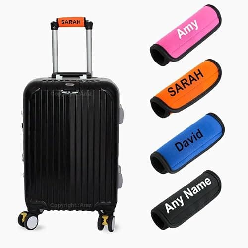 MamaPrint Personalised Neoprene Luggage Handle Cover - Spinner Suitcase Wrap - Name Print - Soft — view 2