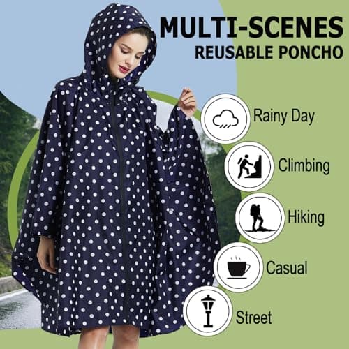 SIRMEDAL Waterproof Rain Poncho Hooded Raincoat Outdoor Cape — view 5
