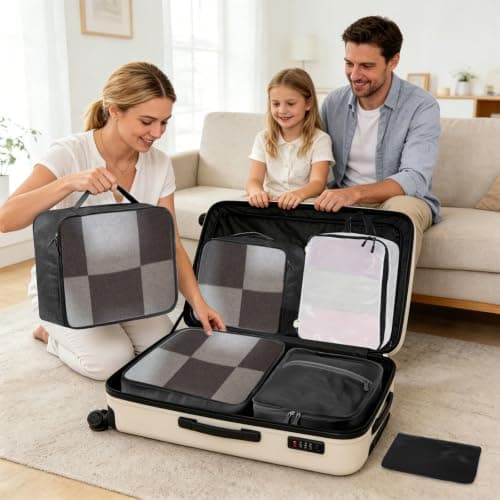 Packing Cubes 9-piece, Multi-size Packing Cubes for Suitcases, Large-capacity Travel Cubes (9, Black White) — view 3