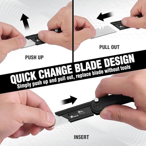 WORKPRO Folding Utility Knife with 10 SK5 Blades, Box Cutter with Belt Clip — view 4