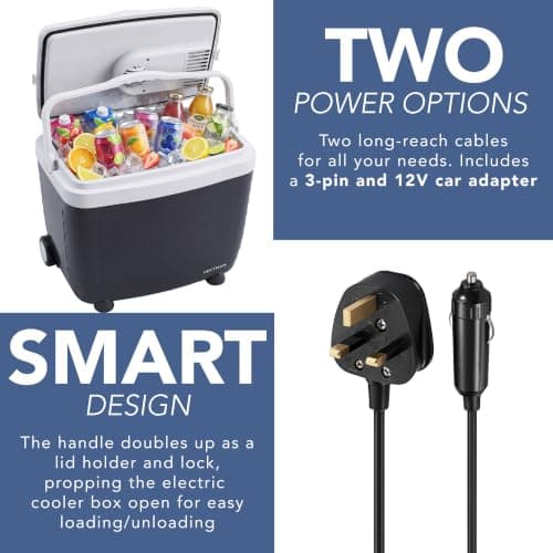 HEFTMAN 28L Electric Cooler Box with Wheels - Electric Cool Box 12V 240V — view 2