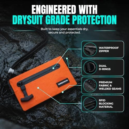 Drench Waterproof Wallet for Beach & Water Adventures, Orange — view 6