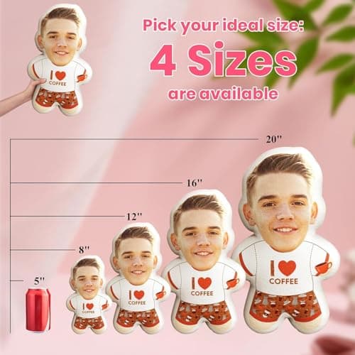 Custom Face Pillow Cute Personalised Photo Plush Doll, 3D Double-Sided Head Body Shaped Plush Stuffed Pillow for Home Sofa Decor Valentine's Day Christmas Funny Pillow Gift for Couples Women Men… — view 6