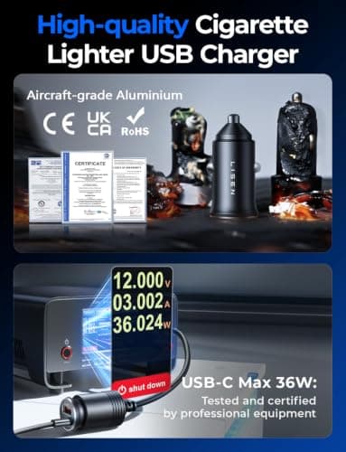 LISEN 54W Mini Car Phone Charger USB C Fast Charge PD/PPS/QC3.0 12V Adapter — view 3