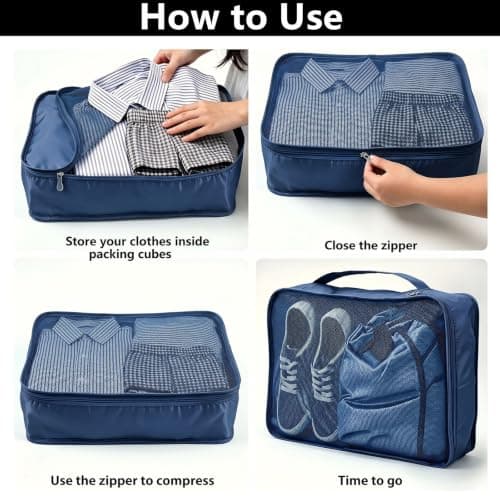 6 PCS Large Packing Cubes, Lightweight Luggage Packing Organizers Cubes — view 5