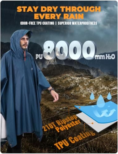 ANYOO Waterproof Rain Poncho Lightweight Reusable Adult Unisex Multi-use — view 3