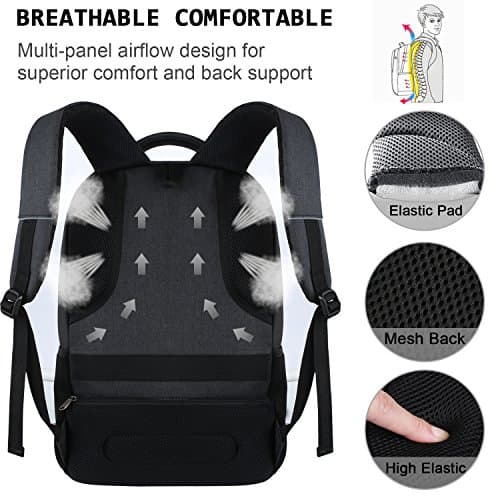 Laptop Backpack,Business Travel Anti Theft Slim Durable Laptops Backpack with USB Charging Port,Water Resistant College School Computer Bag for Women & Men Fits 15.6 Inch Laptop and Notebook - Black — view 5