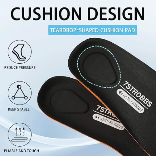 7STROBBS Insoles for Men, Comfort Gel Inner Soles, Cushion Shock Absorber Work Inserts,Non Slip Innersoles Replacement Insole for Walking Boots, Work Shoes, Hiking Boot, Trainers Black UK 8 — view 2