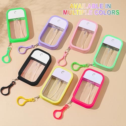 Refillable Hand Sanitizer Spray Bottle Keychain - 1oz / 30ml Leakproof Empty Spray Bottle with Silicone Case, Funnel & Clip,Portable Mini Travel Sanitizer Holder for Purse, Pocket, Gym Bag — view 6