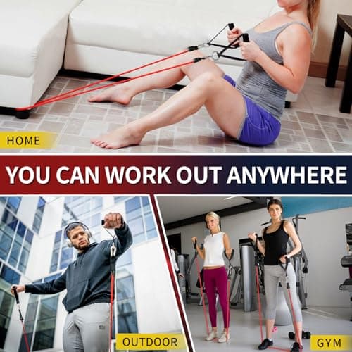 Whatafit Resistance Bands Set (11pcs), Exercise Bands with Door Anchor, Handles, Carry Bag, Legs Ankle Straps for Resistance Training, Physical Therapy, Home Workouts — view 5