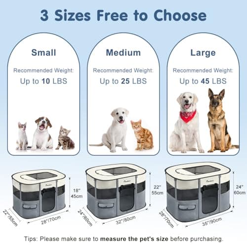 Pawaboo Portable Dog Playpen, 600D Oxford Pet Tent, Gray — view 2