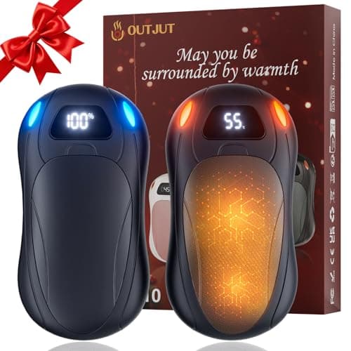 OUTJUT Hand Warmers Rechargeable 2 Pack, 6000mAH Electric Hand Warmer,Portable Pocket Warmer with 3-speed Heating, Gifts for Christmas, Outdoor, Skiing,Travel Essentials, Black