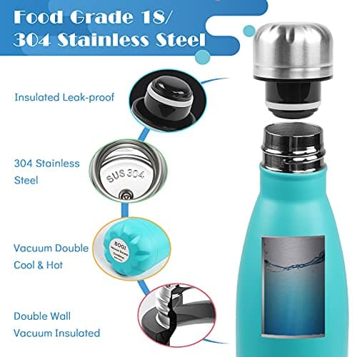 BOGI 17oz Insulated Water Bottle Double Wall Vacuum Stainless Steel Bottle Leak Proof keeps Hot and Cold Drinks for Outdoor Sports Camping Hiking Cycling, Comes with a Cleaning Brush Gift (Mint) — view 4