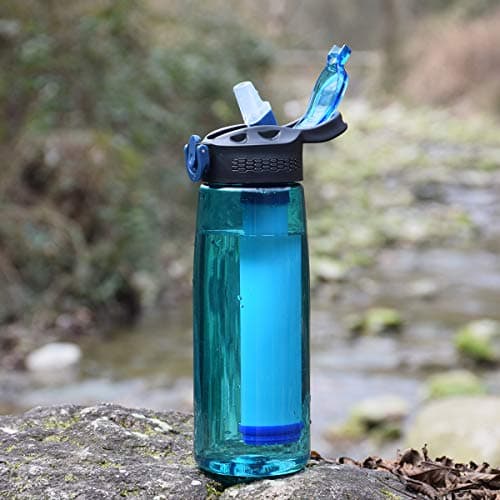 mountop Portable Water Filter Bottle - Emergency Water Filtered Bottle with 2-Stage Integrated Filter Straw for Hiking Backpacking and Travel BPA Free 22oz — view 4