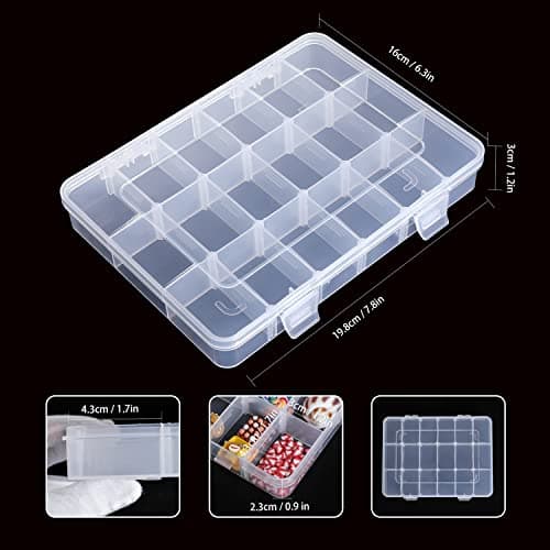 LAifu Snack Box With Compartments, 2 PCS Snackle Box Trays with 18 Removable Grids Compartments, Clear Multi Stackable Plastic Organizer Container for Snack, Fruits, Pills, Beads, Bolts and Nuts — view 3