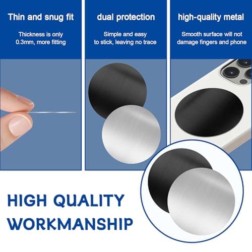 12 Packs Thin Metal Plates for Magnetic Phone Holder,Replacement Mount Plate with Strong Adhesive,Universal Round Mental Plate for Dashboard,Air Vent & All Mounts,Secure Grip for Smartphone & GPS — view 4
