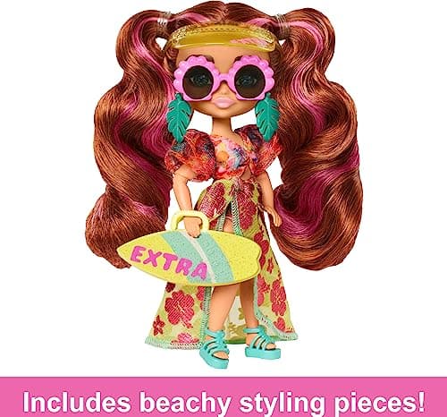 Barbie Extra Minis Travel Doll with Beach Fashion, Barbie Extra Fly Small Doll, Tropical Outfit with Accessories, HPB18 — view 3