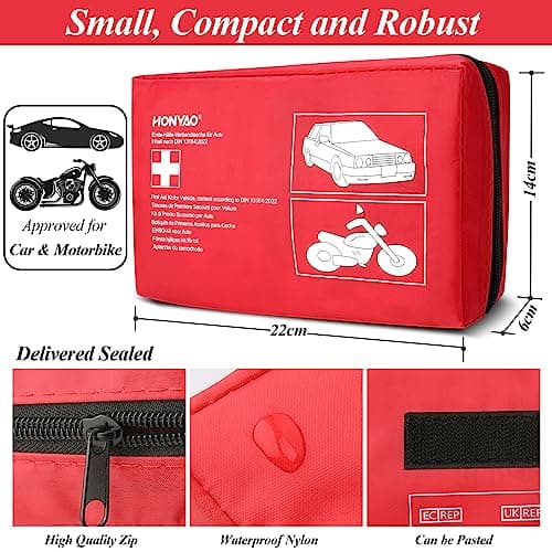 HONYAO First Aid Kit Car 2026, First Aid Kit Compliant with The Latest DIN 13164 Standard, Valid on The Continent, Medical Emergency Kit for Vehicle Truck Caravan Travel Camping — view 3