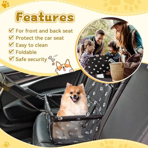 Flagest Dog Car Seat, Foldable Washable Mesh Carrier for Small Dogs, Black — view 3