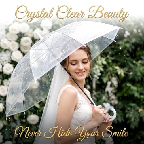 Hestya 20 Pack 37.4 Inch Clear Umbrellas for Wedding Semi-automatic Handle — view 5