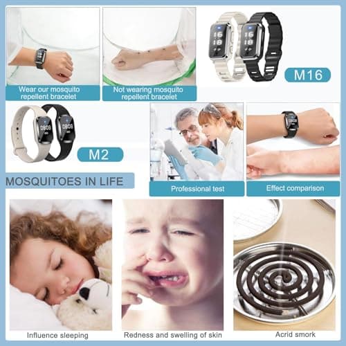 Ultrasonic Mosquito Repellent Bracelet, Rechargeable USB Anti Mosquito Band with Clock Display, DEET-Free Insect Repeller for Kids Adults, Indoor Outdoor Travel Camping, White Black — view 6